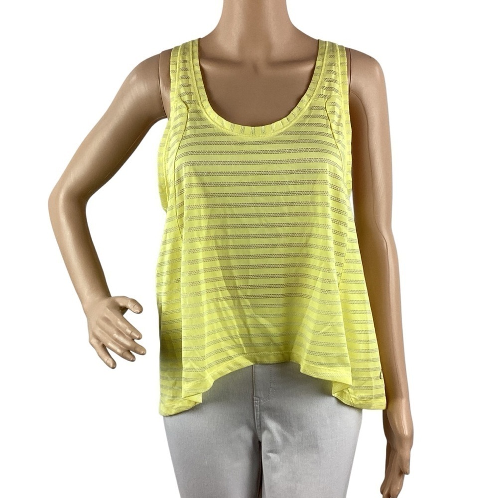 Zyia Active Lemon Nimbus Split Back Tank Yellow Striped Open Back Size M - Picture 1 of 6